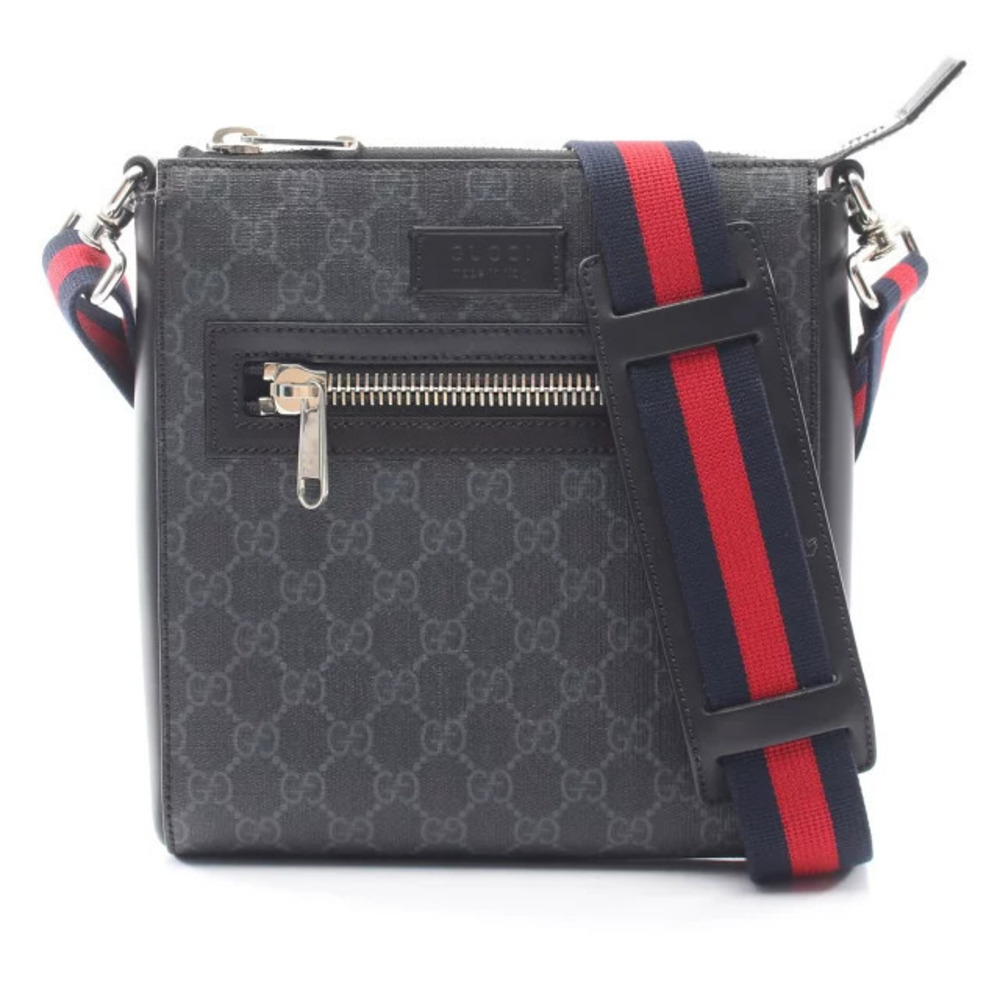 Gucci GG Supreme Messenger Crossbody Web Bag black